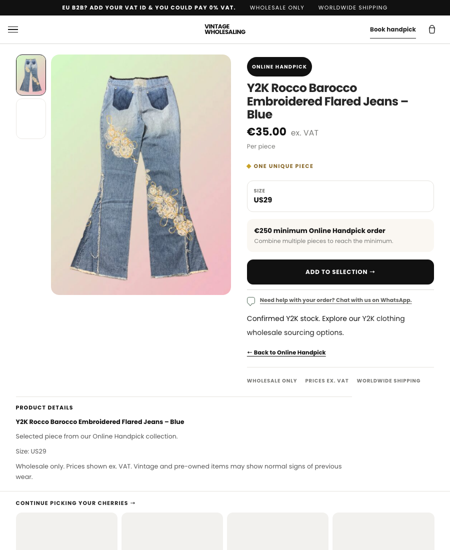 Y2K Rocco Barocco Embroidered Flared Jeans — Blue product page