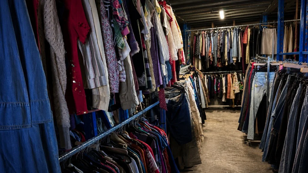 Vintage clothing racks at Vintage Wholesaling