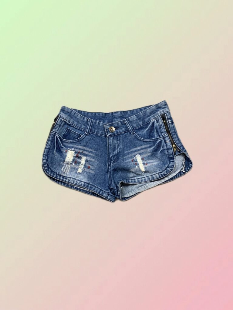 Y2K Distressed Blue Denim Hot Pants Shorts
