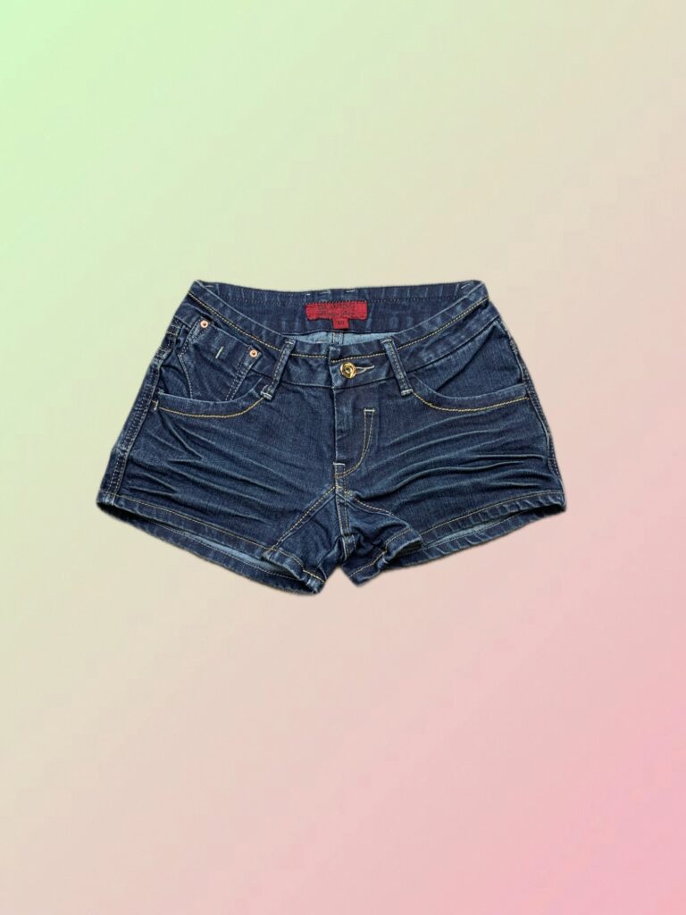 Y2K Dark Wash Low Rise Denim Hot Pants Shorts