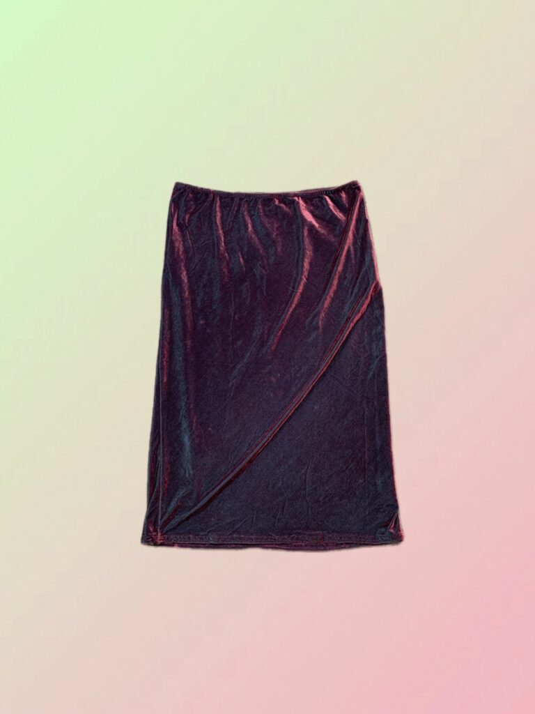 Y2K Burgundy Velvet Midi Skirt