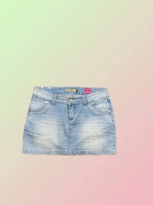 Y2K Light Wash Low Rise Denim Mini Skirt