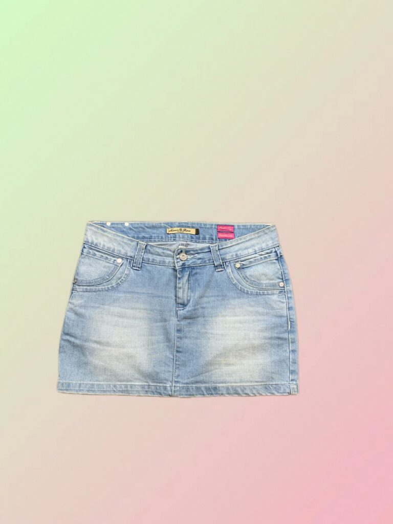 Y2K Light Wash Low Rise Denim Mini Skirt
