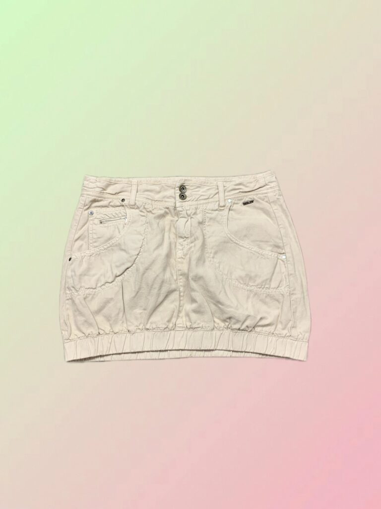 Y2K Beige Utility Cargo Mini Skirt