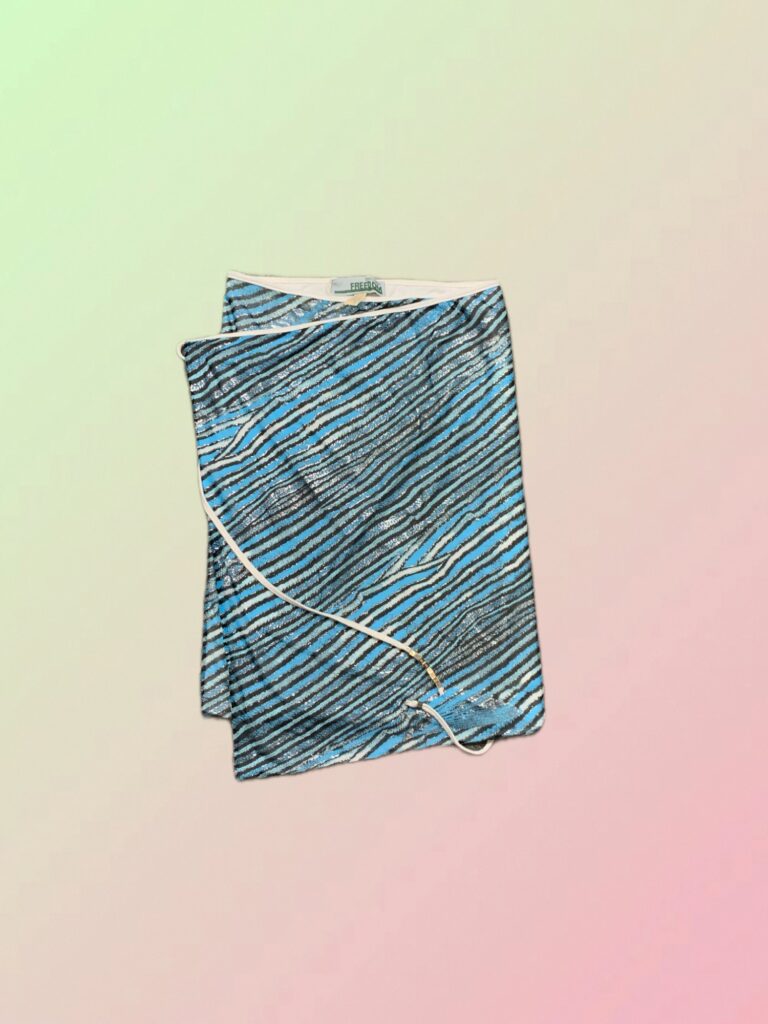 Y2K Freedom by Cavalli Blue Zebra Glitter Wrap Mini Skirt