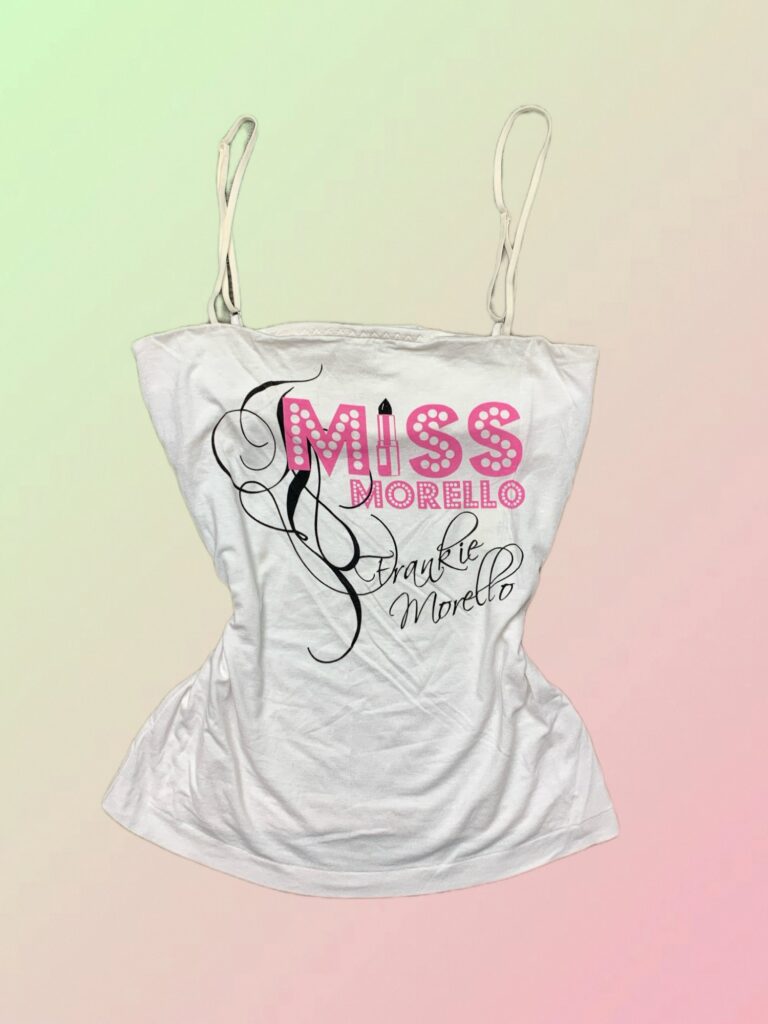 Frankie Morello Y2K White “Miss Morello” Cami Top