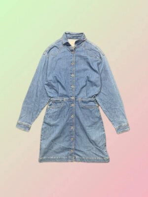 Pepe Jeans Y2K Light Wash Denim Button Front Shirt Dress