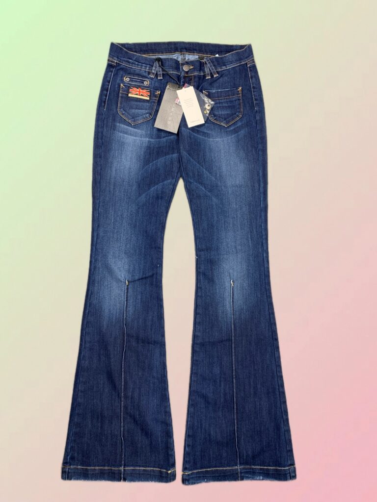 Richmond Y2K Dark Wash Flared Jeans with Union Jack Pocket Detail