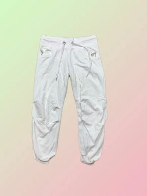 Y2K White Drawstring Parachute Jogger Pants