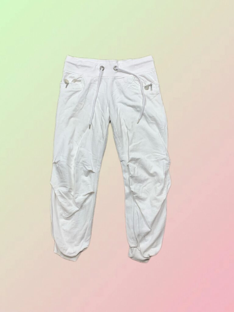 Y2K White Drawstring Parachute Jogger Pants
