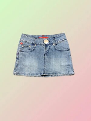 Y2K Light Wash Denim Low Rise Micro Mini Skirt