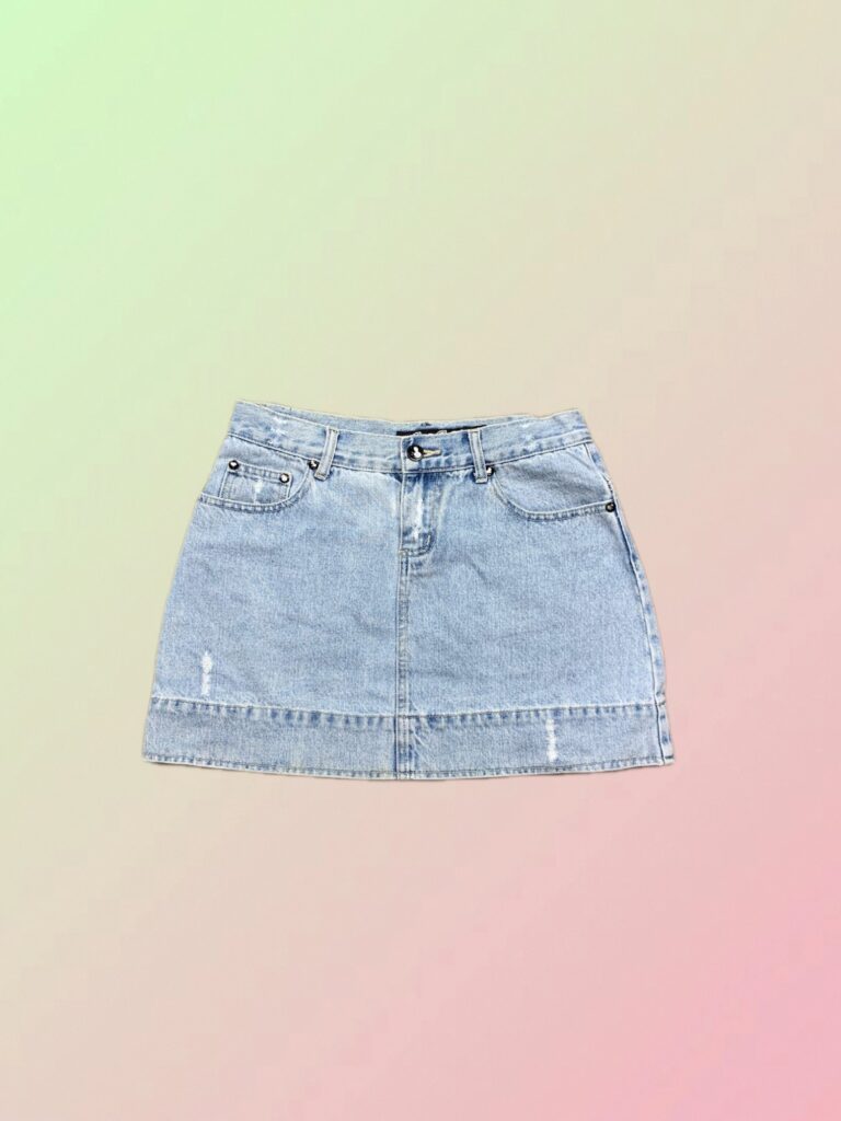 Y2K Light Wash Denim Mini Skirt