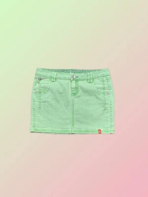 Y2K Green Denim Low Rise Mini Skirt with Pocket Detail