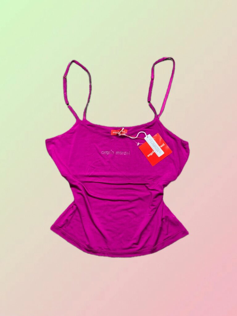 Angelo Marani Y2K Pink Rhinestone Cami Top