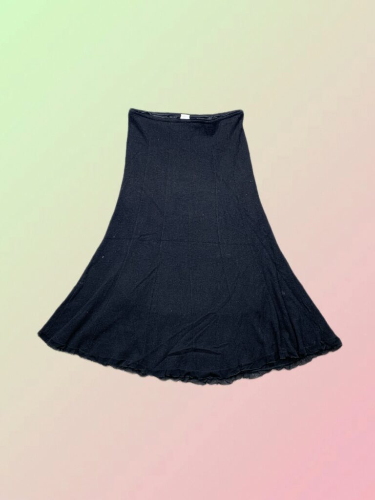 Y2K Black Flared Maxi Skirt