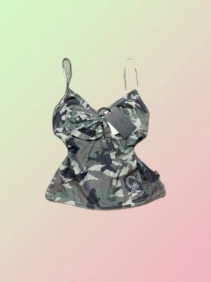 Richmond Y2K Camo Print Ruched Cami Top