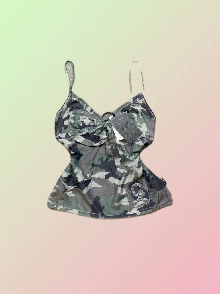 Richmond Y2K Camo Print Ruched Cami Top