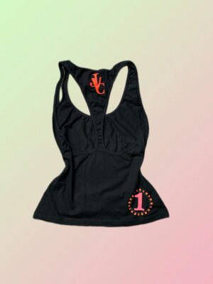 Versace Jeans Couture Y2K Black Chaos Butterfly Racerback Top