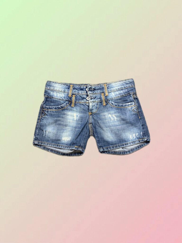 Y2K Distressed Blue Denim Shorts