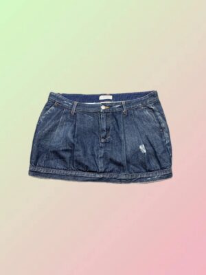 Pimkie Y2K Dark Wash Pleated Denim Mini Skirt