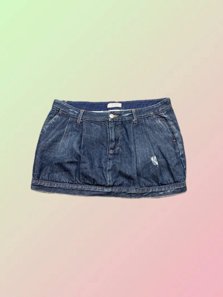 Pimkie Y2K Dark Wash Pleated Denim Mini Skirt