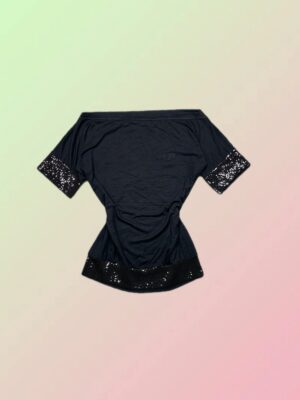 Liu Jo Y2K Black Sequin Trim Off Shoulder Top