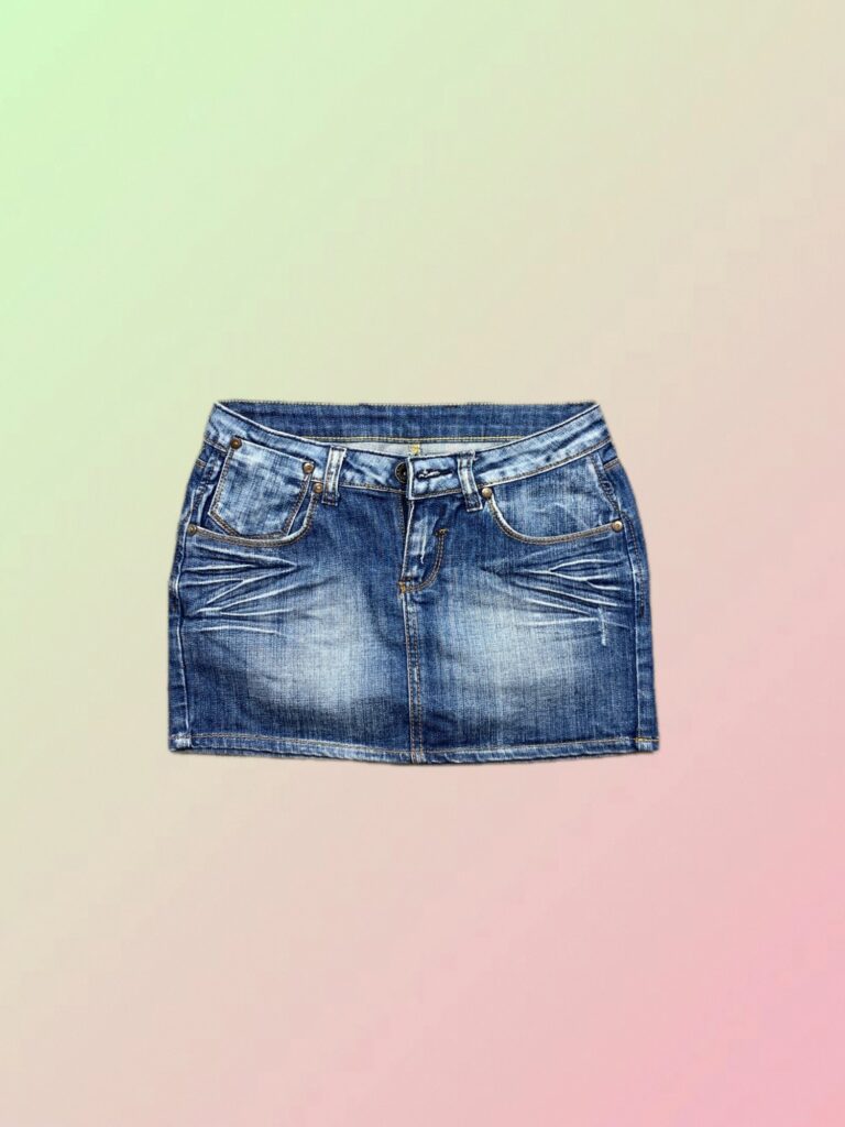 Y2K Blue Distressed Denim Mini Skirt