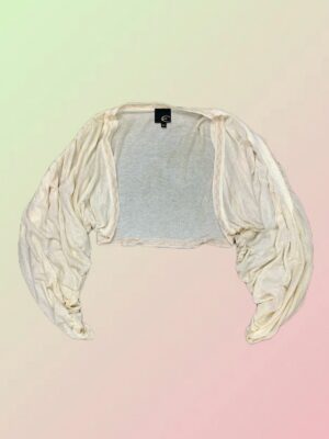 Just Cavalli Y2K Cream Ruched Sleeve Cropped Bolero