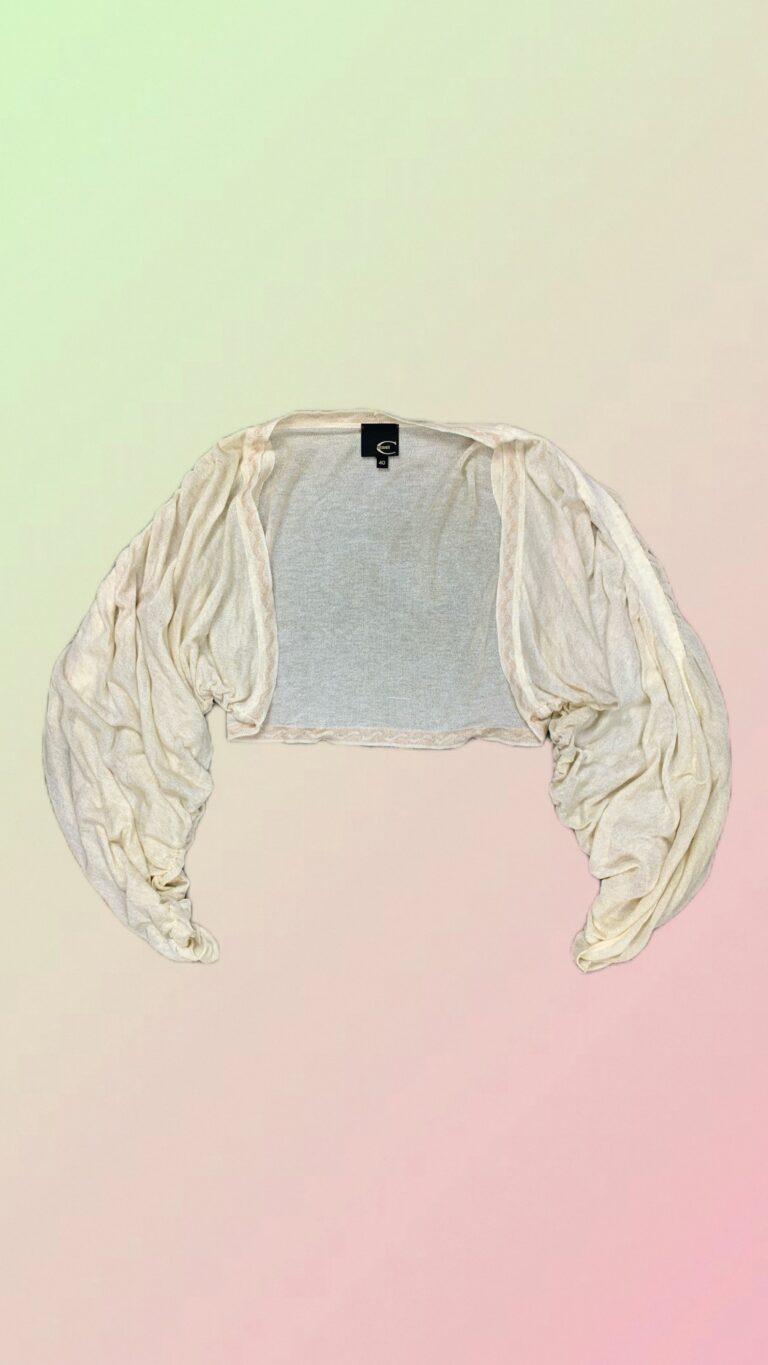 Just Cavalli Y2K Cream Ruched Sleeve Cropped Bolero